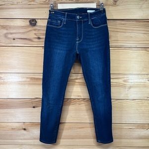 Frame Denim 27 Le Skinny de Jeanne Crop Dark Wash Stretch Denim